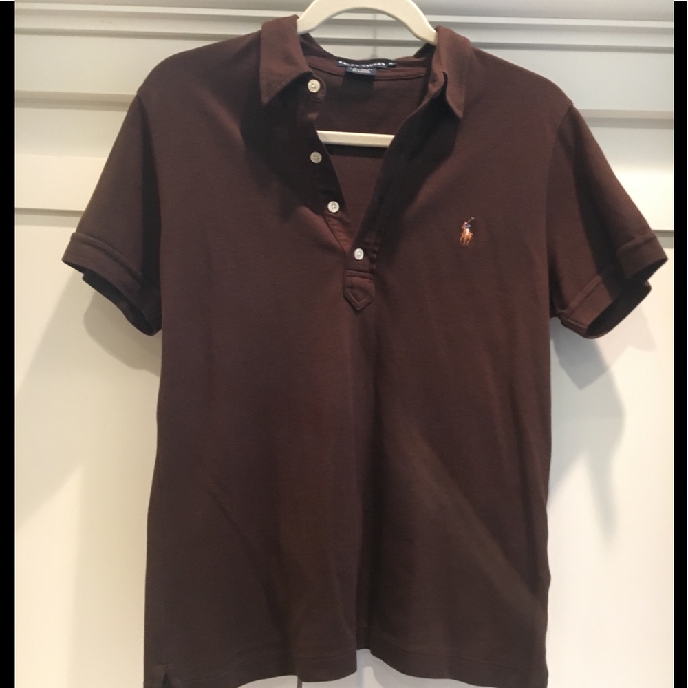 RL brown collared top